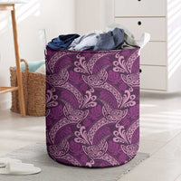 Royal Purple Monstera Laundry Basket Polynesian Tribal Pattern - Polynesian Pride