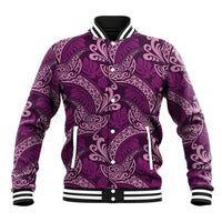 Royal Purple Monstera Baseball Jacket Polynesian Tribal Pattern - Polynesian Pride