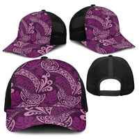 Royal Purple Monstera Baseball Net Cap Polynesian Tribal Pattern - Polynesian Pride