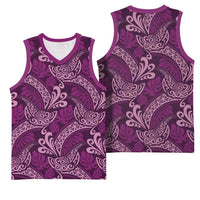Royal Purple Monstera Basketball Jersey Polynesian Tribal Pattern - Polynesian Pride