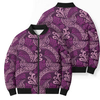 Royal Purple Monstera Bomber Puffer Jacket Polynesian Tribal Pattern - Polynesian Pride