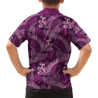 Royal Purple Monstera Family Matching Short Sleeve Bodycon Dress and Hawaiian Shirt Polynesian Tribal Pattern - Polynesian Pride