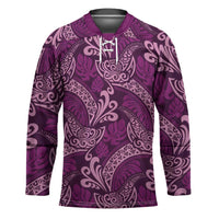 Royal Purple Monstera Hockey Jersey Polynesian Tribal Pattern - Polynesian Pride