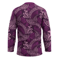 Royal Purple Monstera Hockey Jersey Polynesian Tribal Pattern - Polynesian Pride