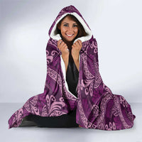 Royal Purple Monstera Hooded Blanket Polynesian Tribal Pattern - Polynesian Pride