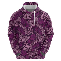 Royal Purple Monstera Hoodie Polynesian Tribal Pattern - Polynesian Pride