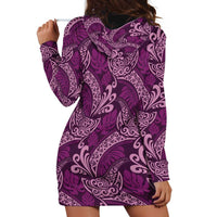 Royal Purple Monstera Hoodie Dress Polynesian Tribal Pattern - Polynesian Pride