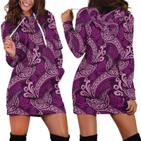 Royal Purple Monstera Hoodie Dress Polynesian Tribal Pattern - Polynesian Pride