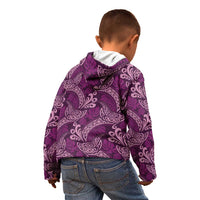 Royal Purple Monstera Kid Hoodie Polynesian Tribal Pattern - Polynesian Pride