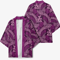 Royal Purple Monstera Kimono Polynesian Tribal Pattern - Polynesian Pride