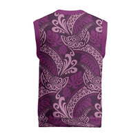 Royal Purple Monstera Christmas Knitted V-Neck Vest Polynesian Tribal Pattern - Polynesian Pride