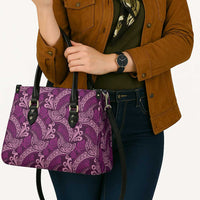 Royal Purple Monstera Leather Bag Polynesian Tribal Pattern - Polynesian Pride