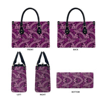 Royal Purple Monstera Leather Bag Polynesian Tribal Pattern - Polynesian Pride