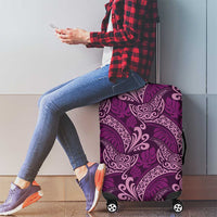 Royal Purple Monstera Luggage Cover Polynesian Tribal Pattern - Polynesian Pride