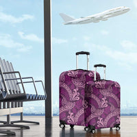 Royal Purple Monstera Luggage Cover Polynesian Tribal Pattern - Polynesian Pride