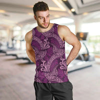 Royal Purple Monstera Men Tank Top Polynesian Tribal Pattern - Polynesian Pride