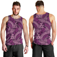 Royal Purple Monstera Men Tank Top Polynesian Tribal Pattern - Polynesian Pride