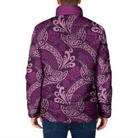 Royal Purple Monstera Padded Jacket Polynesian Tribal Pattern - Polynesian Pride