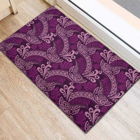 Royal Purple Monstera Rubber Doormat Polynesian Tribal Pattern - Polynesian Pride