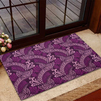 Royal Purple Monstera Rubber Doormat Polynesian Tribal Pattern - Polynesian Pride