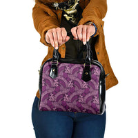 Royal Purple Monstera Shoulder Handbag Polynesian Tribal Pattern - Polynesian Pride