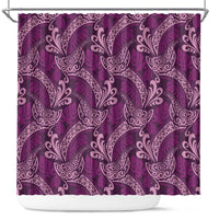 Royal Purple Monstera Shower Curtain Polynesian Tribal Pattern - Polynesian Pride