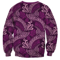 Royal Purple Monstera Sweatshirt Polynesian Tribal Pattern - Polynesian Pride
