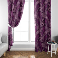 Royal Purple Monstera Window Curtain Polynesian Tribal Pattern - Polynesian Pride