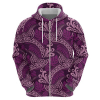 Royal Purple Monstera Zip Hoodie Polynesian Tribal Pattern - Polynesian Pride