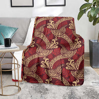 Luxury Red Monstera Blanket Polynesian Tribal Pattern - Polynesian Pride