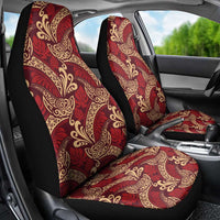 Luxury Red Monstera Car Seat Cover Polynesian Tribal Pattern - Polynesian Pride