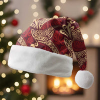 Luxury Red Monstera Christmas Santa Hat Polynesian Tribal Pattern - Polynesian Pride