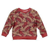 Luxury Red Monstera Kid Ugly Christmas Sweater Polynesian Tribal Pattern - Polynesian Pride