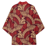 Luxury Red Monstera Kimono Polynesian Tribal Pattern - Polynesian Pride