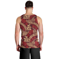Luxury Red Monstera Men Tank Top Polynesian Tribal Pattern - Polynesian Pride