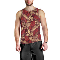 Luxury Red Monstera Men Tank Top Polynesian Tribal Pattern - Polynesian Pride