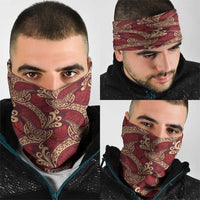 Luxury Red Monstera Neck Gaiter Polynesian Tribal Pattern - Polynesian Pride