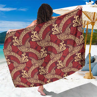 Luxury Red Monstera Sarong Polynesian Tribal Pattern - Polynesian Pride