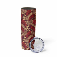 Luxury Red Monstera Skinny Tumbler Polynesian Tribal Pattern - Polynesian Pride