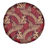 Luxury Red Monstera Spare Tire Cover Polynesian Tribal Pattern - Polynesian Pride