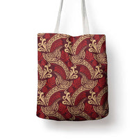 Luxury Red Monstera Tote Bag Polynesian Tribal Pattern - Polynesian Pride