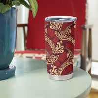Luxury Red Monstera Tumbler Cup Polynesian Tribal Pattern - Polynesian Pride