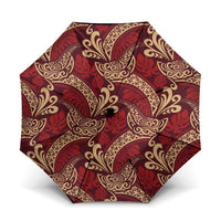 Luxury Red Monstera Umbrella Polynesian Tribal Pattern - Polynesian Pride