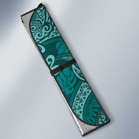 Teal Monstera Auto Sun Shade Polynesian Tribal Pattern - Polynesian Pride