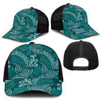 Teal Monstera Baseball Net Cap Polynesian Tribal Pattern LT01 - Polynesian Pride