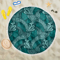 Teal Monstera Beach Blanket Polynesian Tribal Pattern - Polynesian Pride