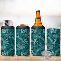 Teal Monstera 4 in 1 Can Cooler Tumbler Polynesian Tribal Pattern - Polynesian Pride