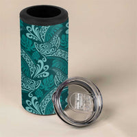 Teal Monstera 4 in 1 Can Cooler Tumbler Polynesian Tribal Pattern - Polynesian Pride