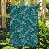 Teal Monstera Garden Flag Polynesian Tribal Pattern - Polynesian Pride