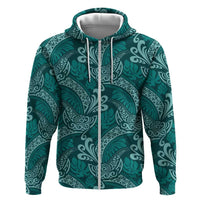 Teal Monstera Hoodie Polynesian Tribal Pattern - Polynesian Pride